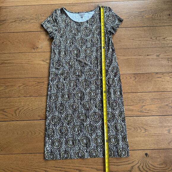 J. Jill Wearever Collection Stretch Dress Tribal SZ SP Soft Neutral Knee Midi - Picture 5 of 6